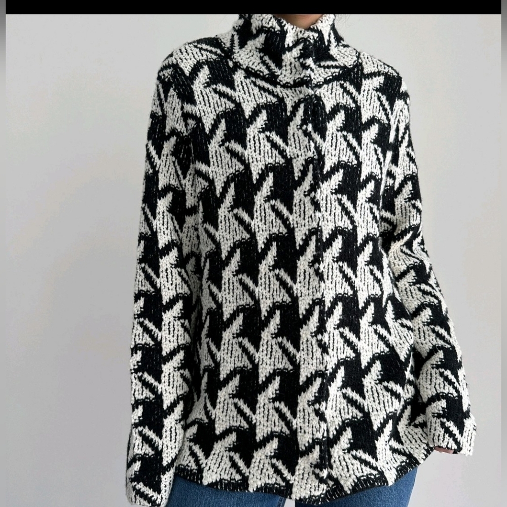 Chico’s Jacket Wool Blend Knit Cardigan Mock Neck